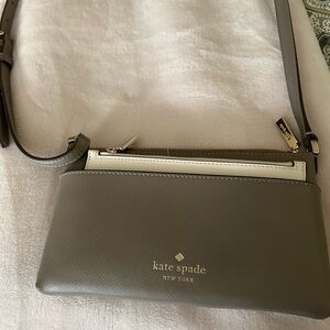 Kate Spade Taupe and White Crossbody Bag